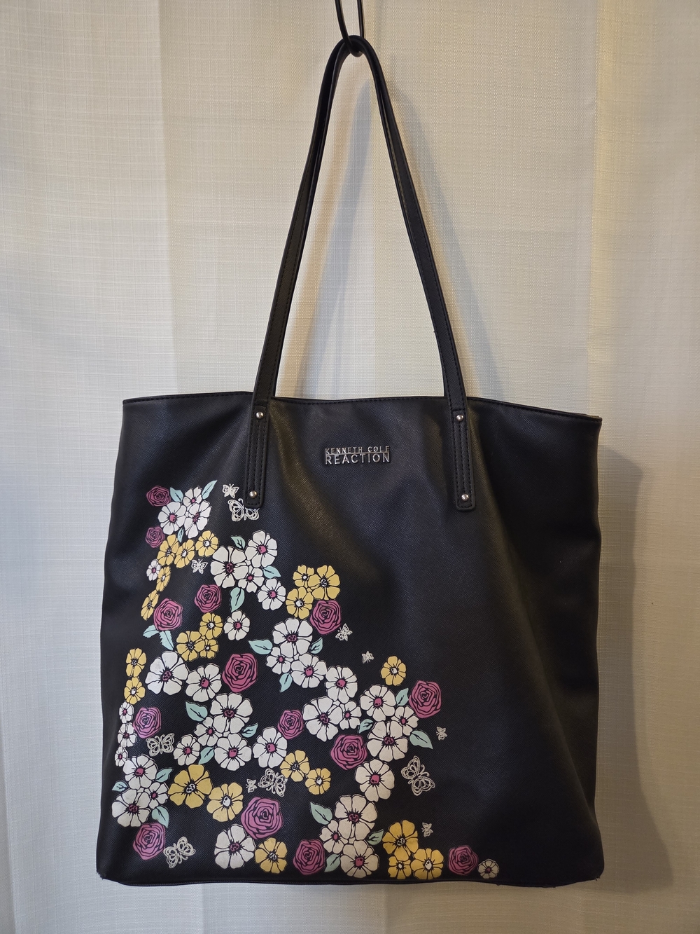 Kenneth Cole Reaction Black Floral Tote Bag